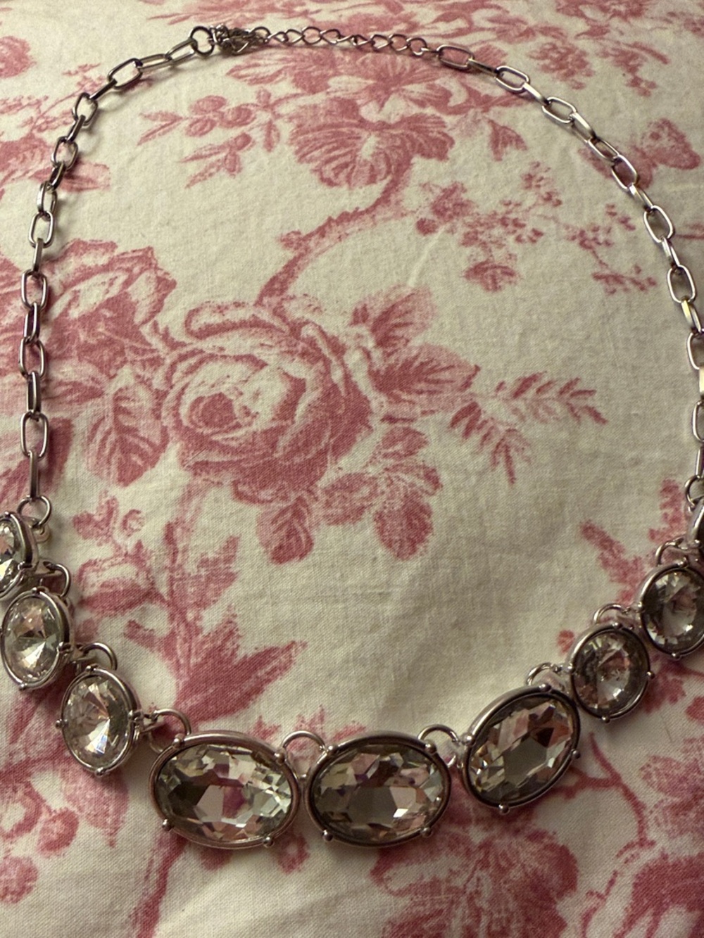 Crystal Statement Necklace - Silver Clear Stones